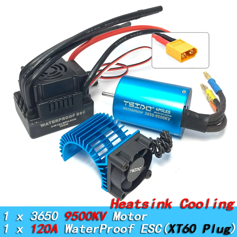 YSIDO 3650 Brushless Motor 60A/80A/120A ESC W/ Heatsink Cooling Combo for Axial Traxxas HSP Tamiya Arrma RedCat 1/10 RC Car Part view 5