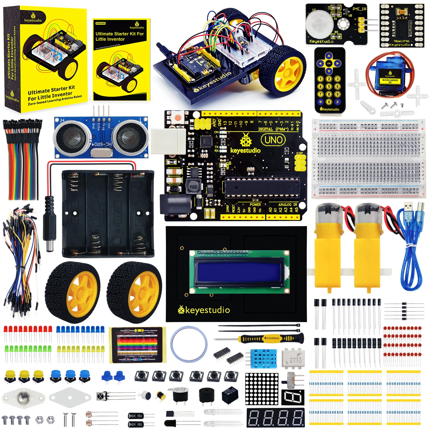 Picture 3: Keyestudio Complete REV4 Robot Car Starter Kit For Arduino UNOR3 Little Inventor All-in-One Programming Learning Starter Kit