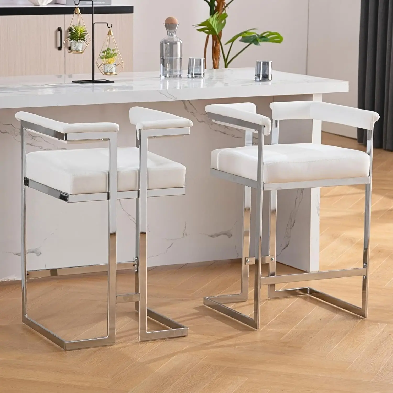 Modern PU Bar Stools Set of 4, 26