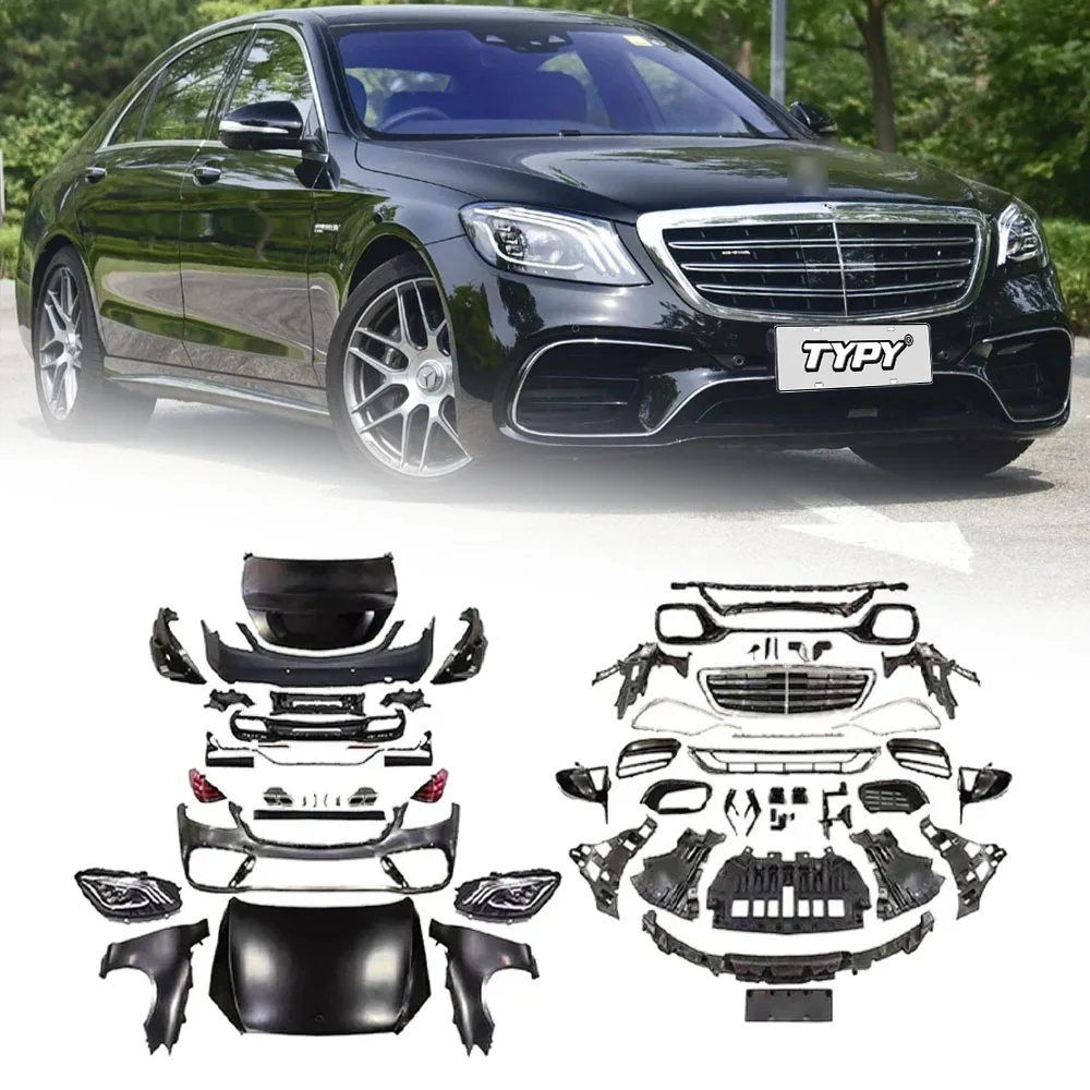 Body kit For Benz S-Class W221 2006-2012 Upgrade To 2018 W222 S63 Front And Rear Bumpers For Auto Lights