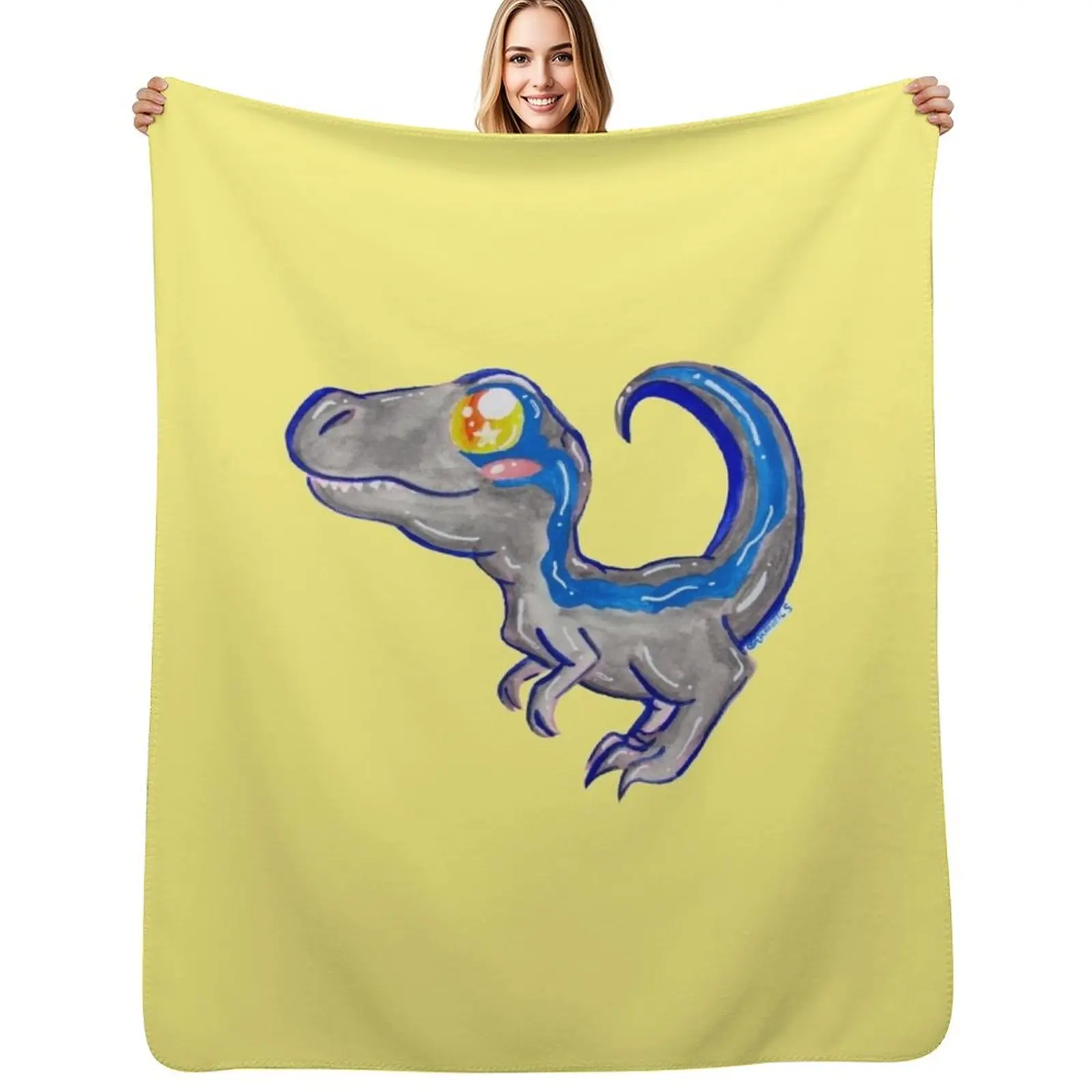 

Kawaii Velociraptor Throw Blanket Decorative Sofa blankets ands Designers Flannels Blankets