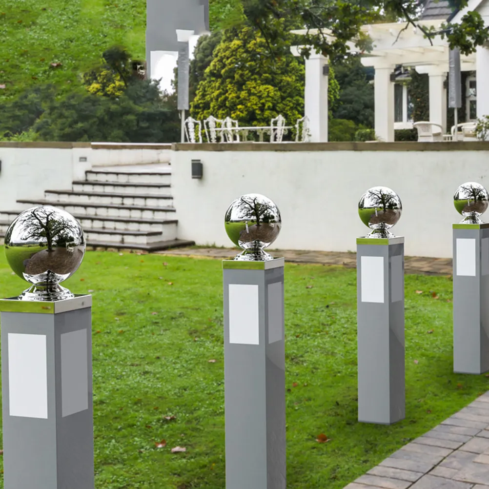 Stainless Steel Gazing Globe Ball Reflective Outdoor Garden Decor Hollow Mirror Sphere with Stand