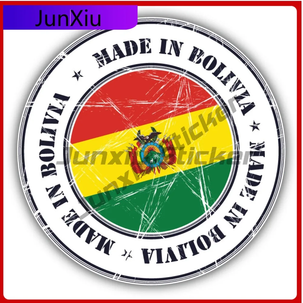 

Made In Bolivia Grunge Flag Stamp Car Decal Bumper Stickers Cute Style Bumper Use For Rear Window Car Accessories Scratch Hid