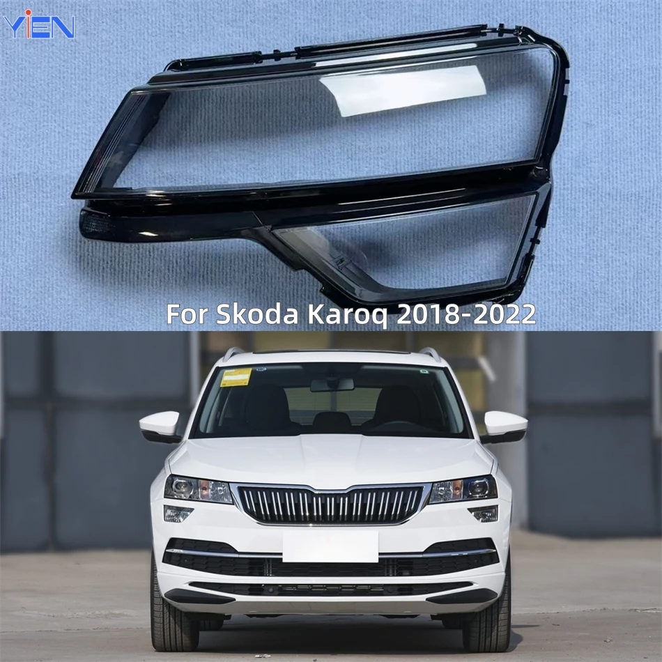 

For Skoda Karoq 2018 2019 2020 2021 2022 Accessories Car Auto Shell Cover Glass Lens Car Front Headlight Lens Cover Lights Shell