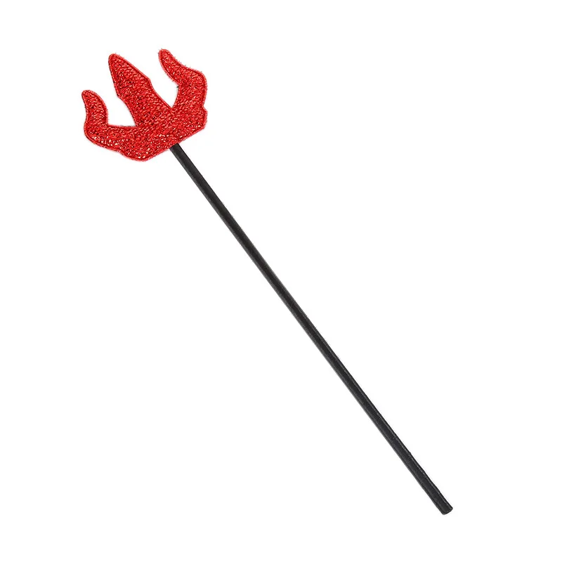 2Pcs Halloween Ox Horn Cosplay Headband Fork Set Party Costume Props Devil Crutches Demon Funny Red Headware Decorations