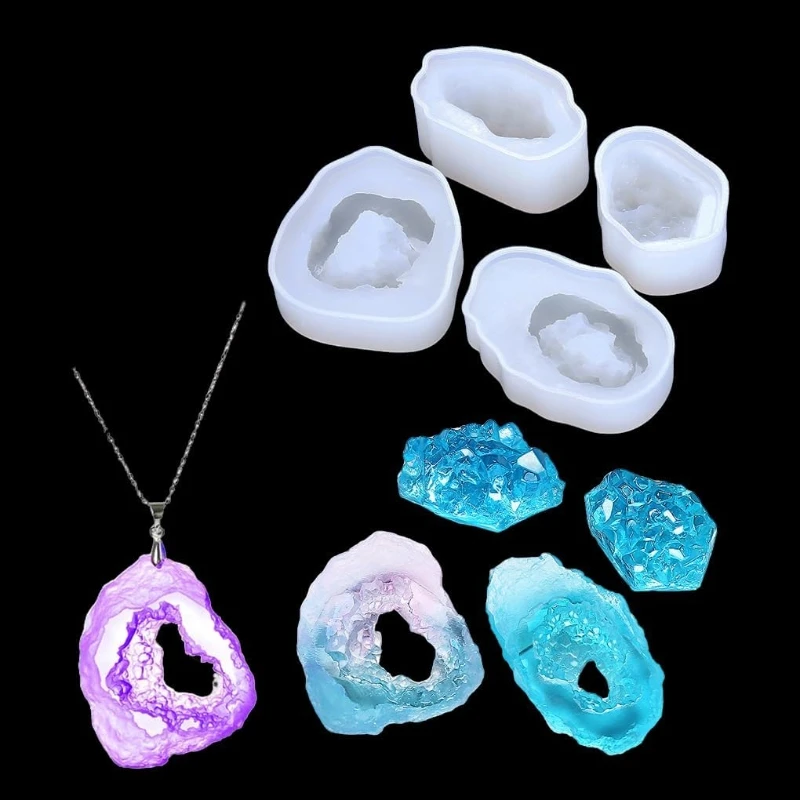 Moule en résine de grappe de Quartz, goutte de cristal, colle, trou de suspension, pièce de suspension en résine époxy, DIY