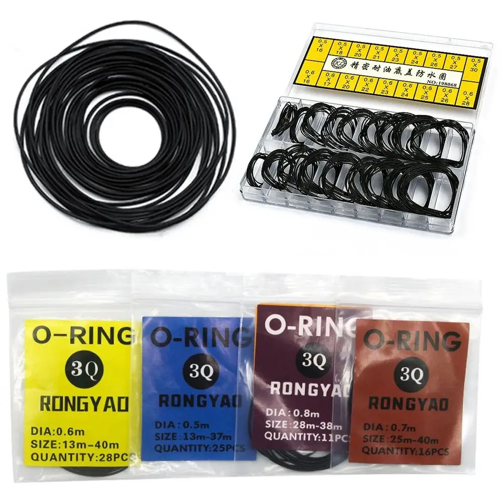 200Pcs/Set Repair Tools Rubber O-Ring Thickness 0.5mm/0.6mm Waterproof Watch Back Case Rubber Boxed for Watchmaker O-Ring Gasket