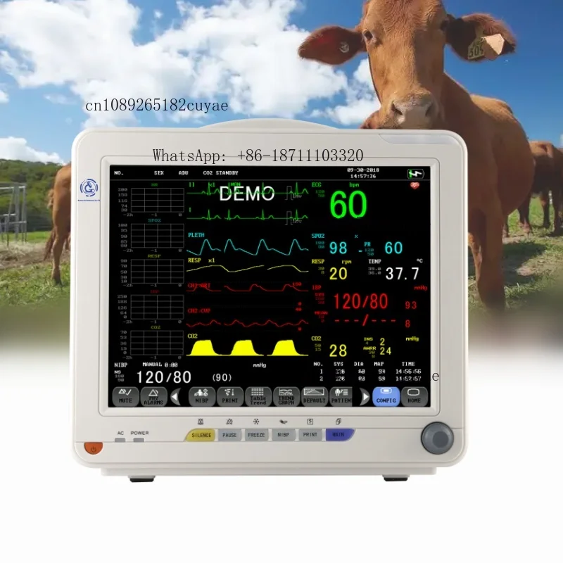 High Accuracy Portable Digital Veterinary Medical Monitor Multi-Parameter Vital Sign Equipment