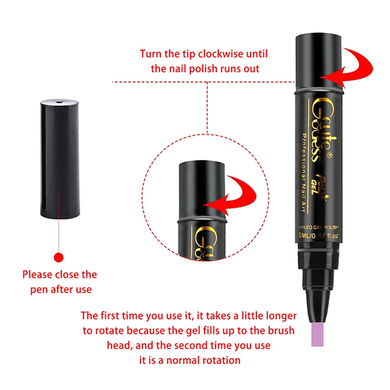 1 Pcs Pure Color Gel Nail Polish Pen For Nails Art Gel Semi Permanent Base Top Coat UV Gel Varnish Hybrid Neon Nail Polish