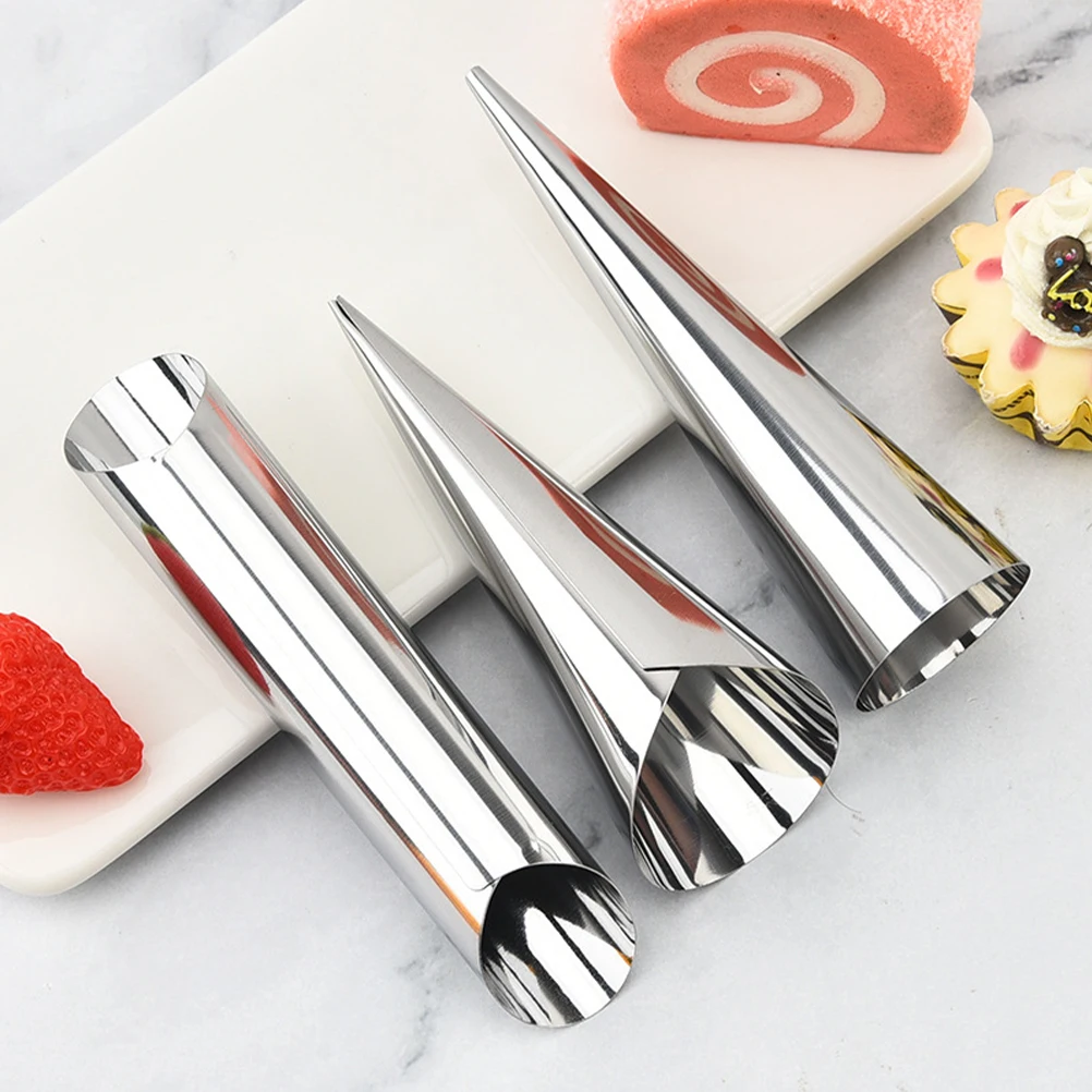 

12pcs Croissant Molds Tubular Shaped Stainless Steel Baking Tools Reusable Easy Clean Horn Tubes For Cake Decorating