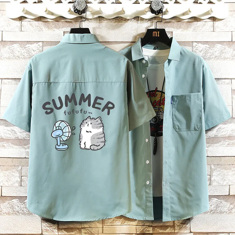 

Ice Silk ort Sve irt Men's Summer Thin Casual Outerwear Breathable Loose Fit Faionable Brand Youthful Sle Polyeste...