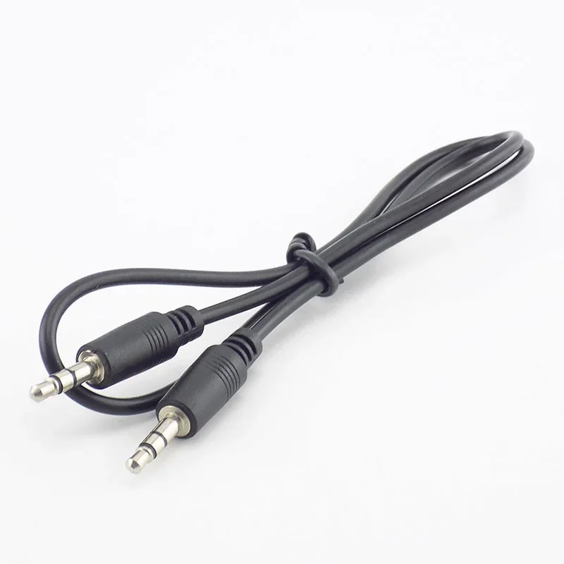 Black 3.5mm Jack Audio Line Male to Male Car Aux Audio Cable Extension Adapter for Speaker Earphone MP3 Mobile Phone 1Y