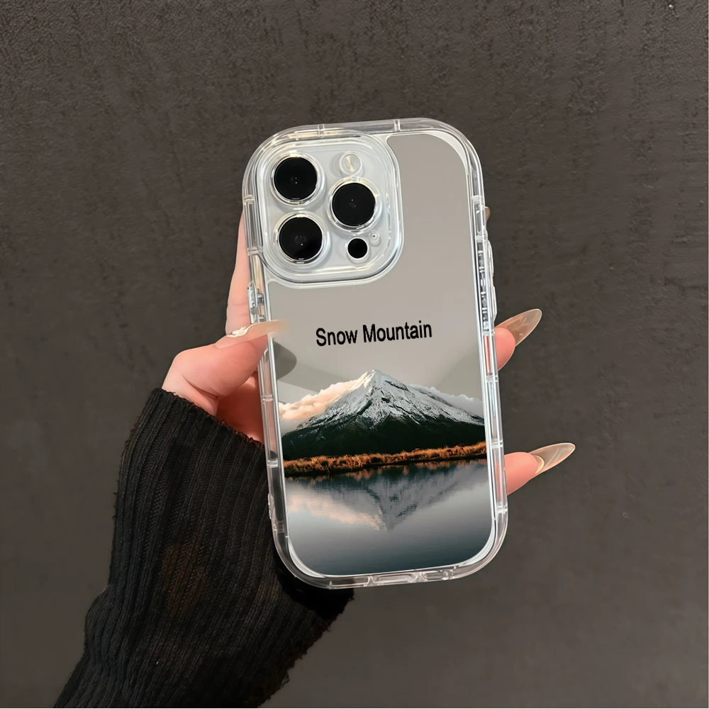 Modische Schneeberg-Gletscher-Spiegel-Handyhülle für iPhone 17 15 14 16 Pro Max 13 12 11 Pro XR XS 8 Plus 17Air Stoßfeste Hülle – Detail 4