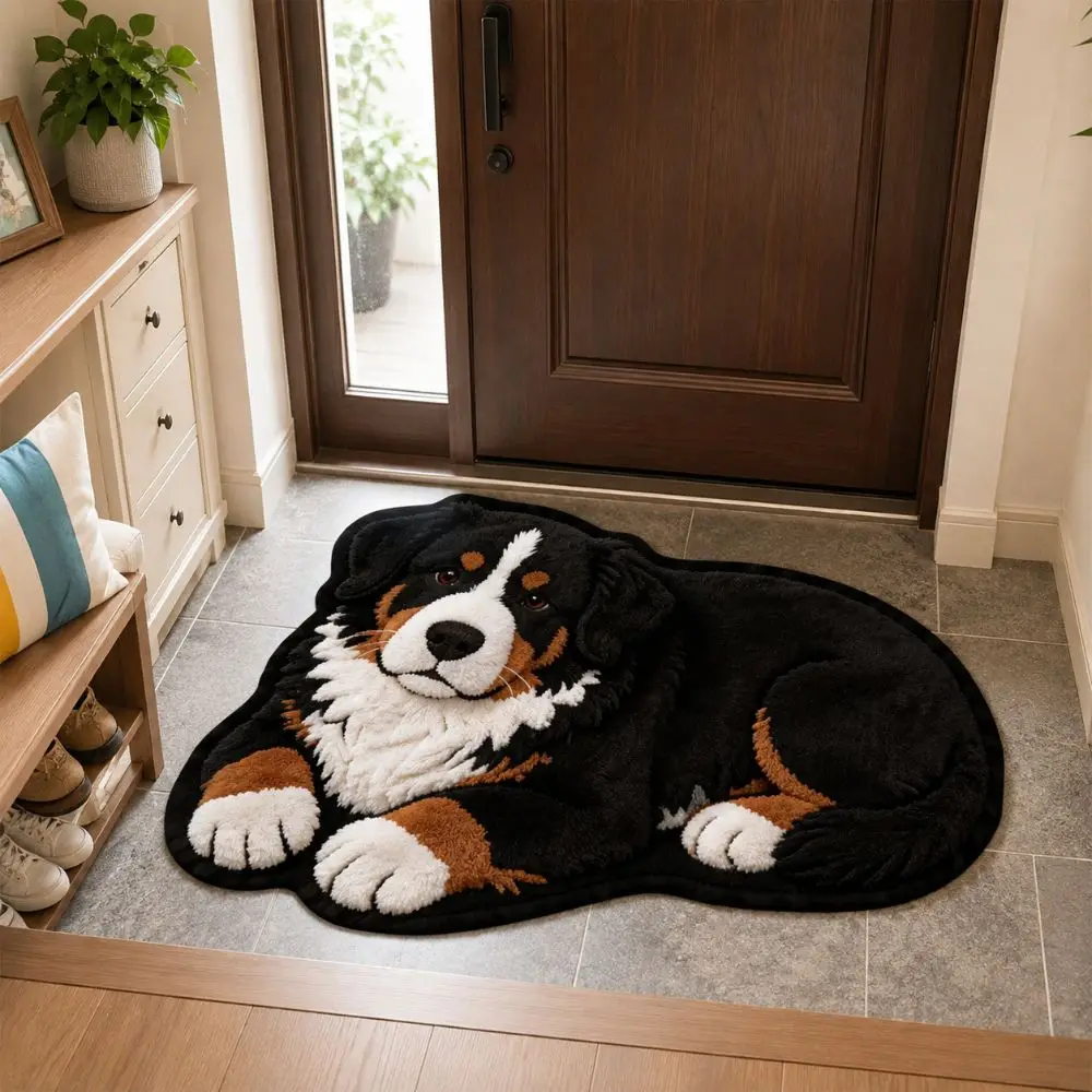 Imitation Cashmere Animals Shape Floor Mat 2D Printed Cute Entryway Door Mat Soft Floor Barrier Animal Area Rug