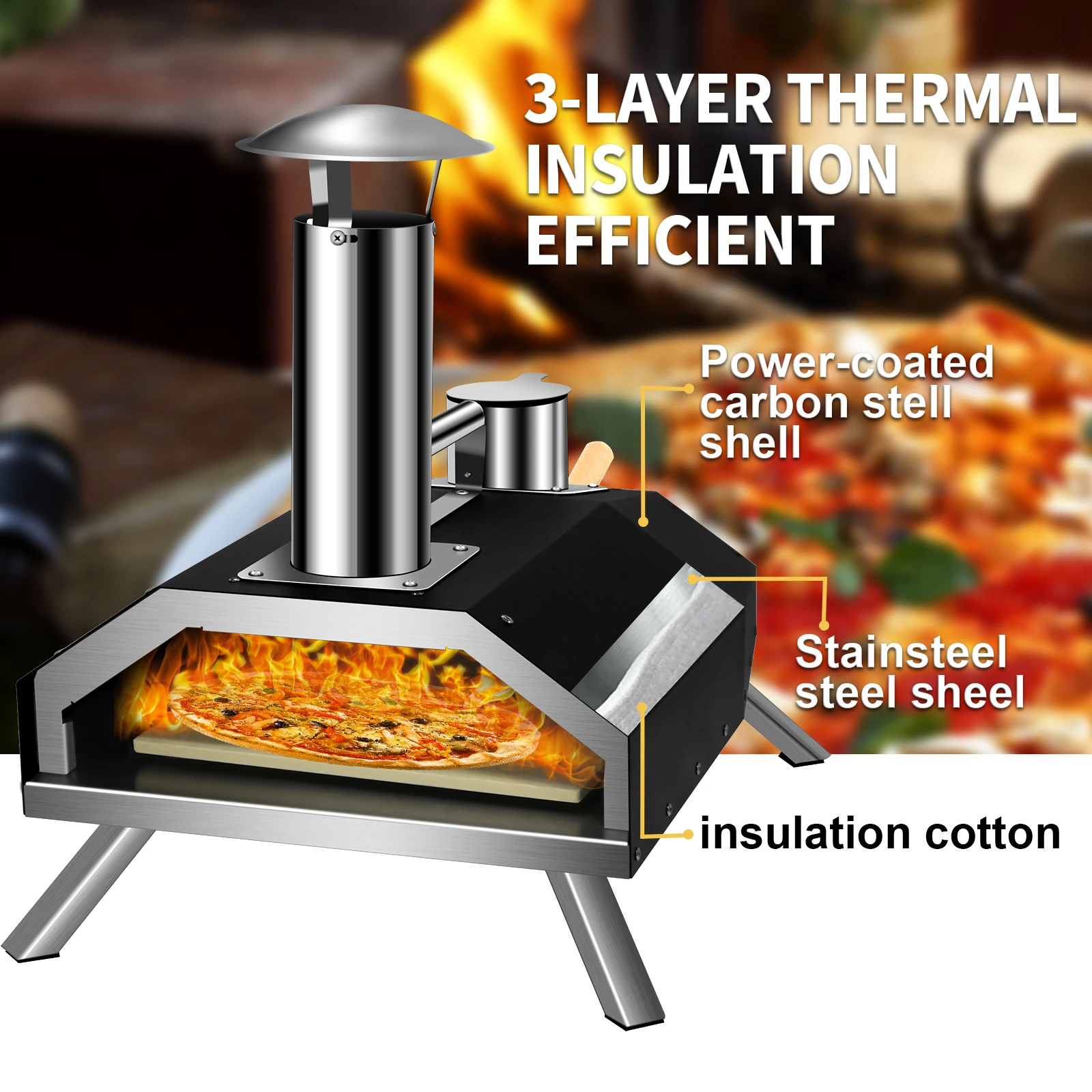 المحمولة البسيطة بيليه الفحم شواء مصنع المخرج في الهواء الطلق حديقة الخشب النار فرن البيتزا الذي لا يدخن والمحامص #3