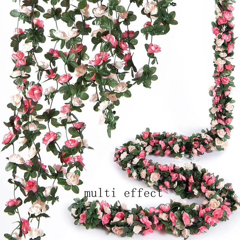 250CM Kunstmatige Roze Bloemen voor Bruiloft Thuis Kamer Decoratie Herfst Tuin Outdoor Boog Kerst Rotan DIY Nep Planten Wijnstok