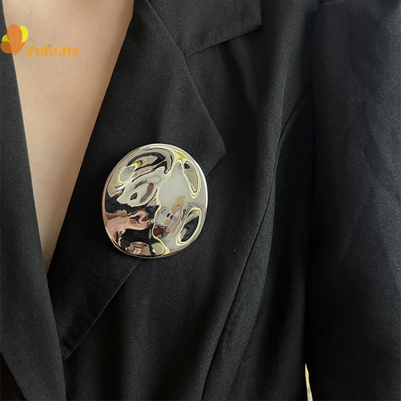 موضة جديدة الحد الأدنى غير النظامية هندسية المعادن غير المستوية مصقول البيضاوي بروش للنساء فتاة هدايا مجوهرات الحفلات #1