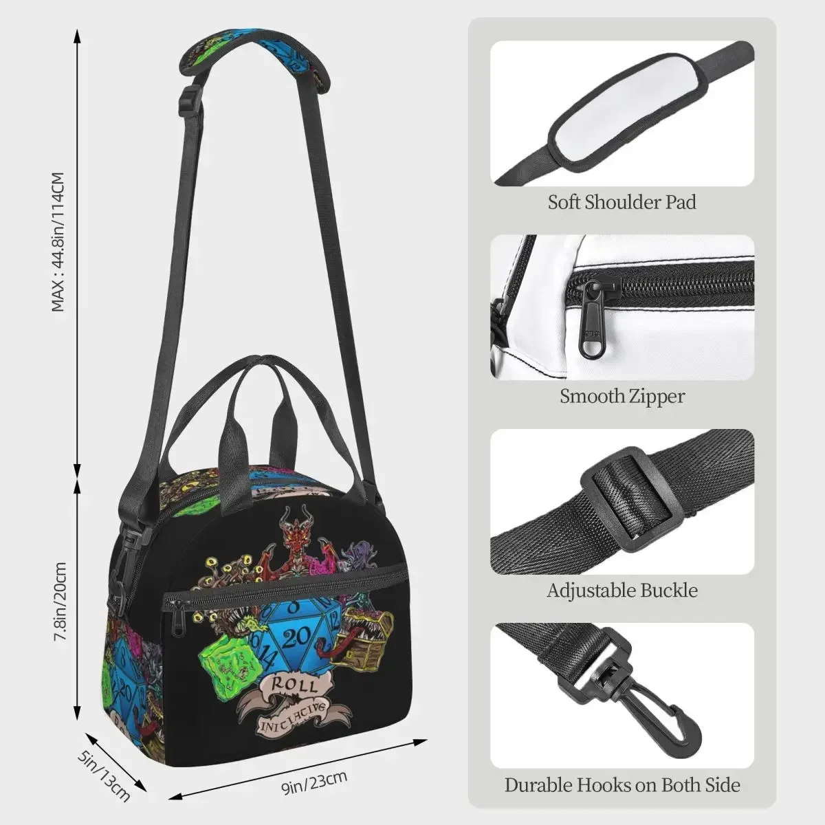 Roll Initiative Dungeon And Dragon Insulated Lunch Bag for Kids School Cooler Thermal Box Tote Leakproof Lunch Boxes