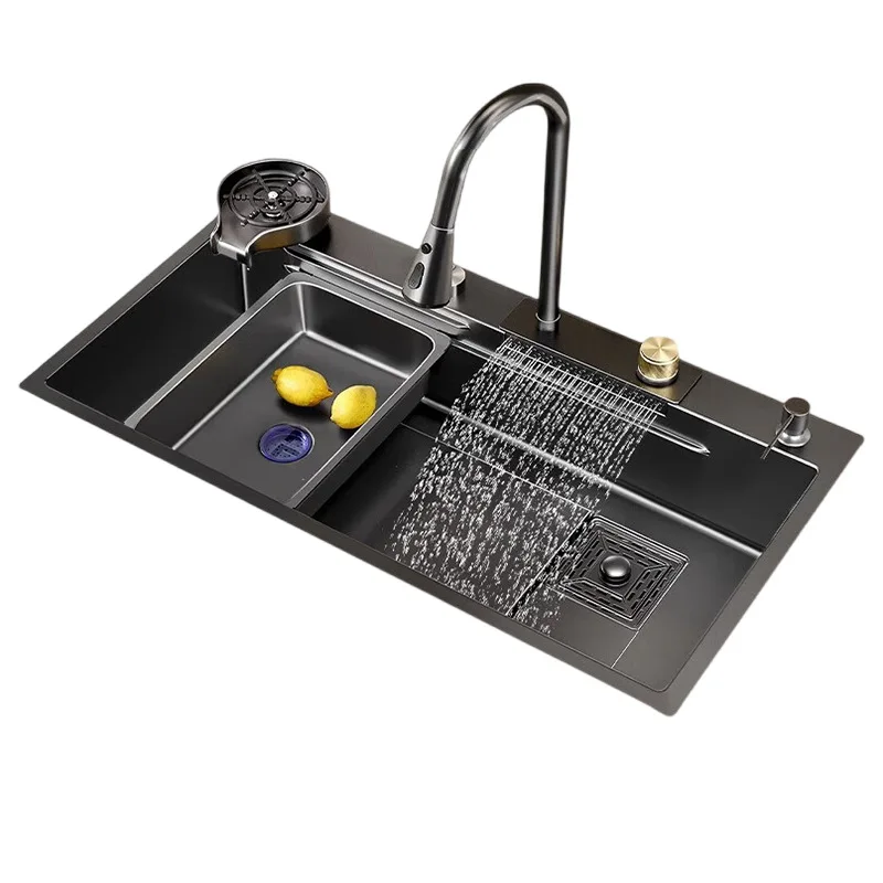 

Kitchen, large single sink, vegetable basin, household, stainless steel, thickened, nano