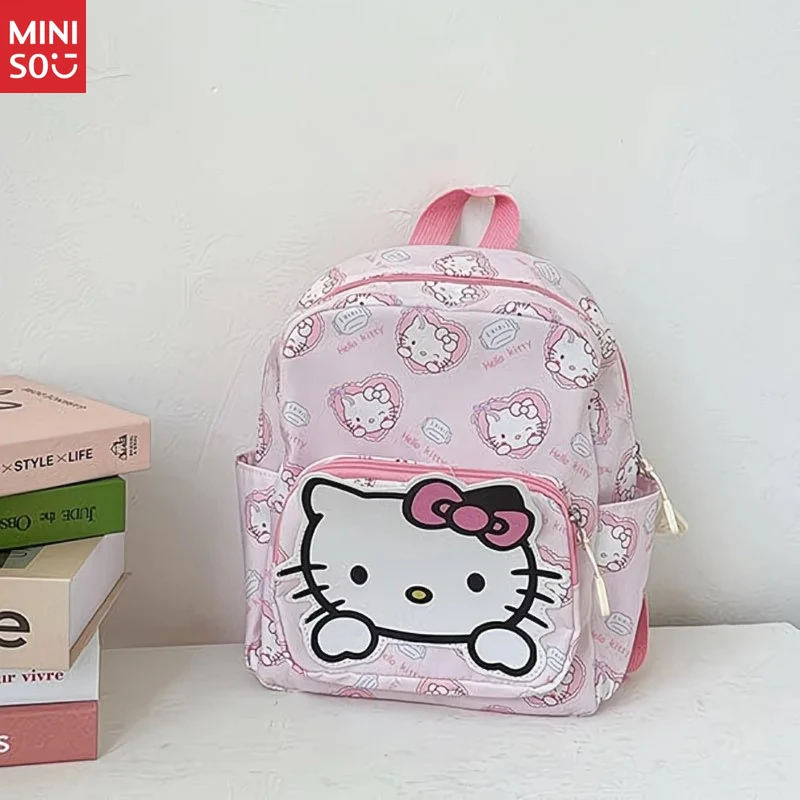 حقيبة ظهر Miniso اللطيفة من النايلون لطلاب المدارس الابتدائية والإعدادية - حقيبة مدرسية وردية متينة #1