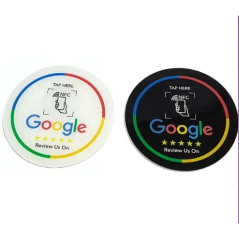 Re‑writeable NFC Google Review Tag Self‑Adhesive PVC Card Round Square Desktop Plate for Store Rating Collection
