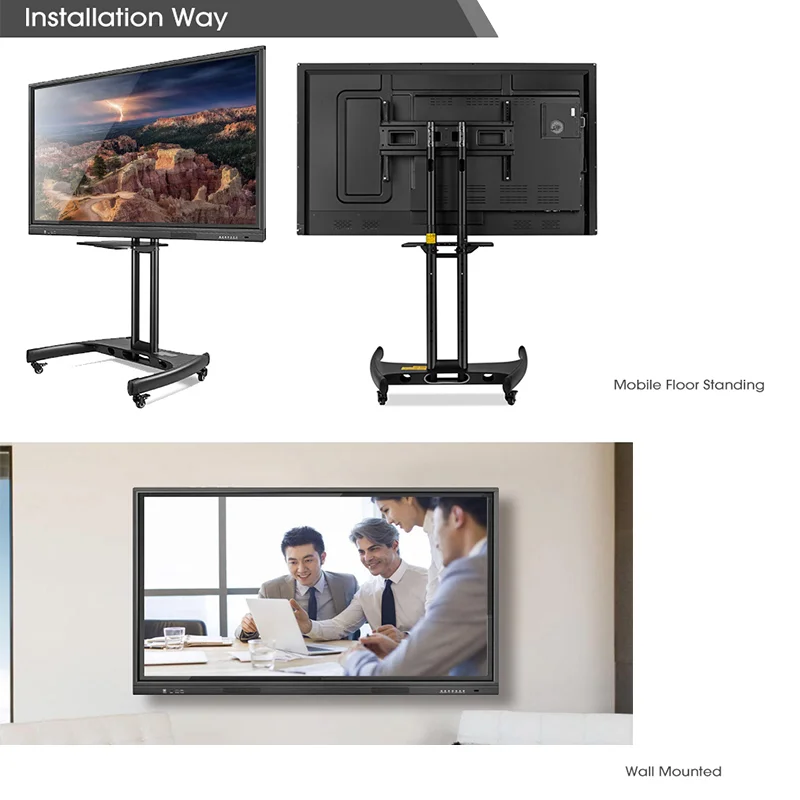 Dual System Digital Smart Board 55-110 Inch Interactive Whiteboard Business Education Advertising Equipment Company M