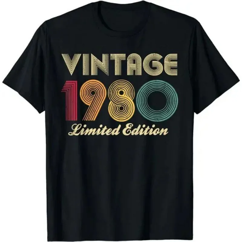 Men's Summer 43 Years Classic 1980 Printed Pattern Limited Edition T-shirt Retro Best Birthday Gift Fashion Large Men's T-shirt