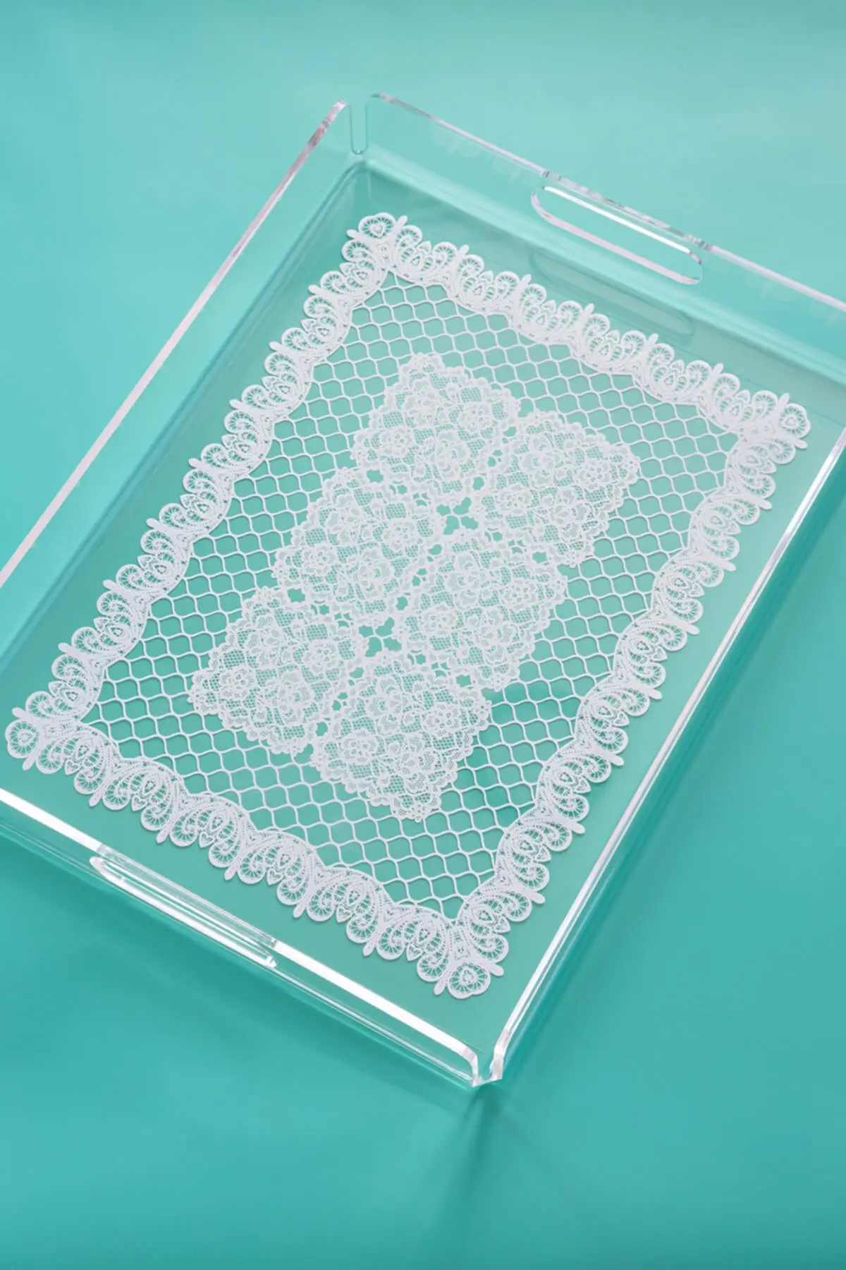 

Lace patterned plexi tray large size-40cm x 30cm luxury 2022 tray Tea tray Tea tray