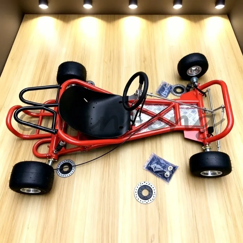 Modification kit for four-wheel drifting motorcycle, frame body, front steering unit, rear axle, with 5-inch rubber tires