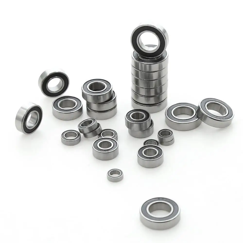 28pcs Chrome Steel Bearings W/Black Rubber on Two Side Sealed Ball Bearing Kit for TRAXXAS 1/8 4WD SLEDGE Full Vehicle Bearing