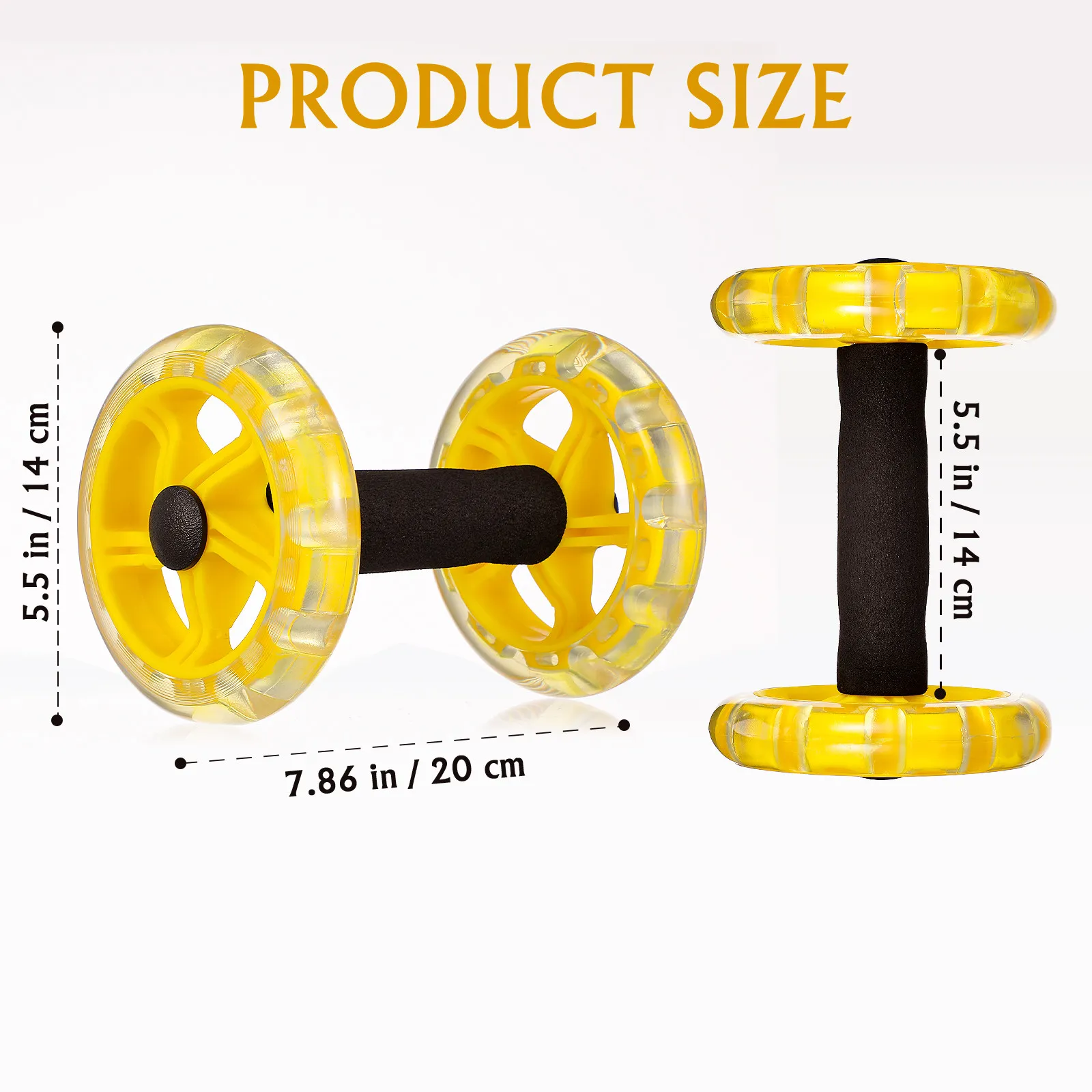 1Pair Yellow Dual Wheel Ab Roller Fitness Device for Core Muscle Building Tummy Shaping Trainer Fitness Wheel Two Ab Roller
