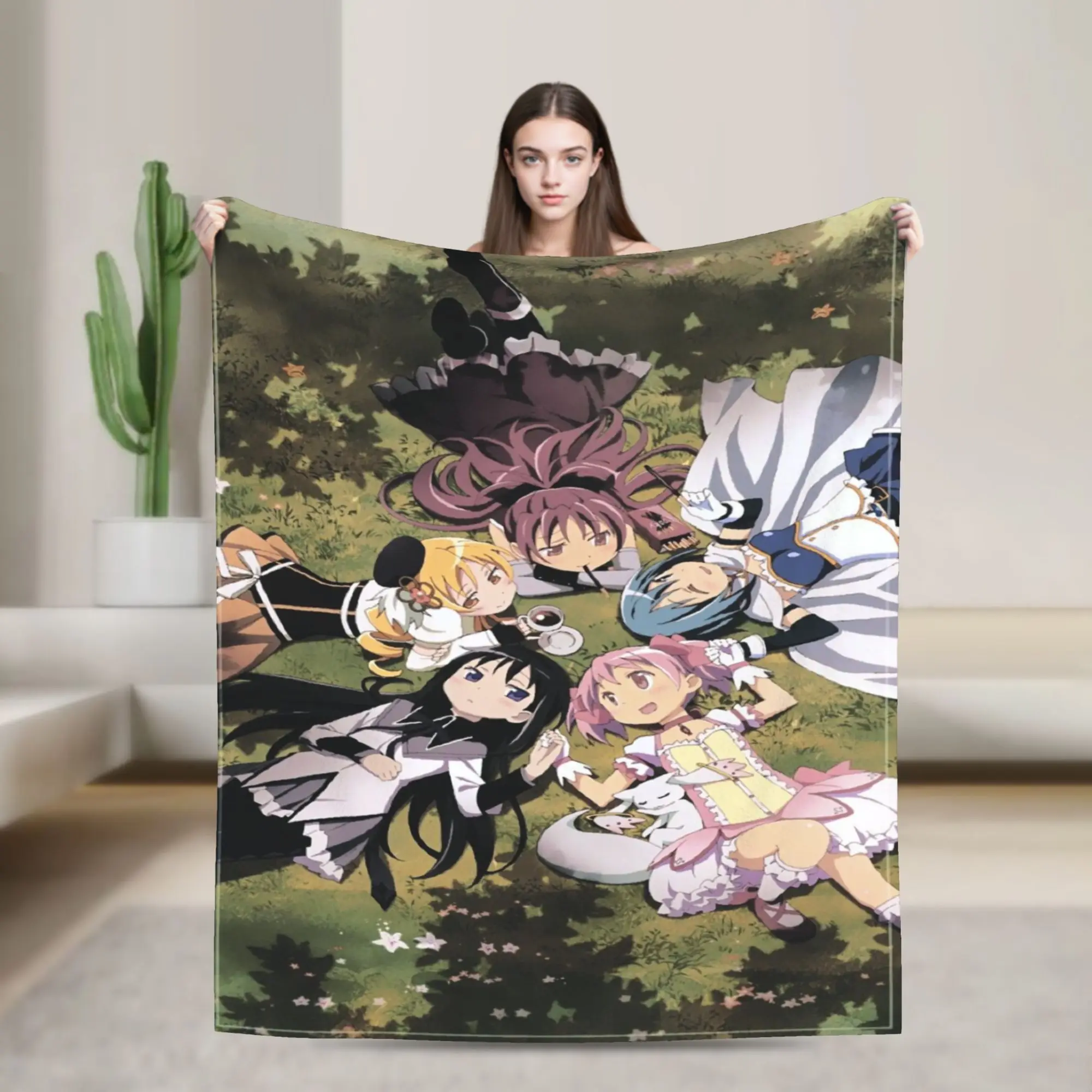 Puella Magi Madoka Magica Anime Blanket Flannel  Cozy Lightweight Thin Throw Blankets for Sofa Bedspread