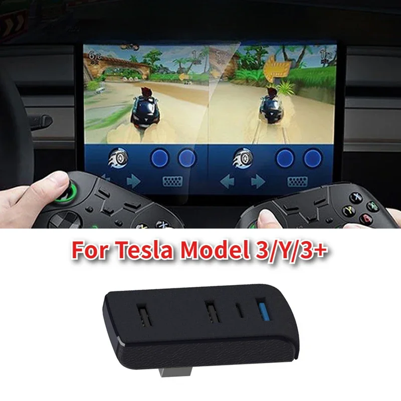 For Tesla Model 3/Y/3+ Glove Box Expansion Dock 4-in-1 USB Hub Docking Station Fast Charging Upgrade Data Transfer Adapter 2024