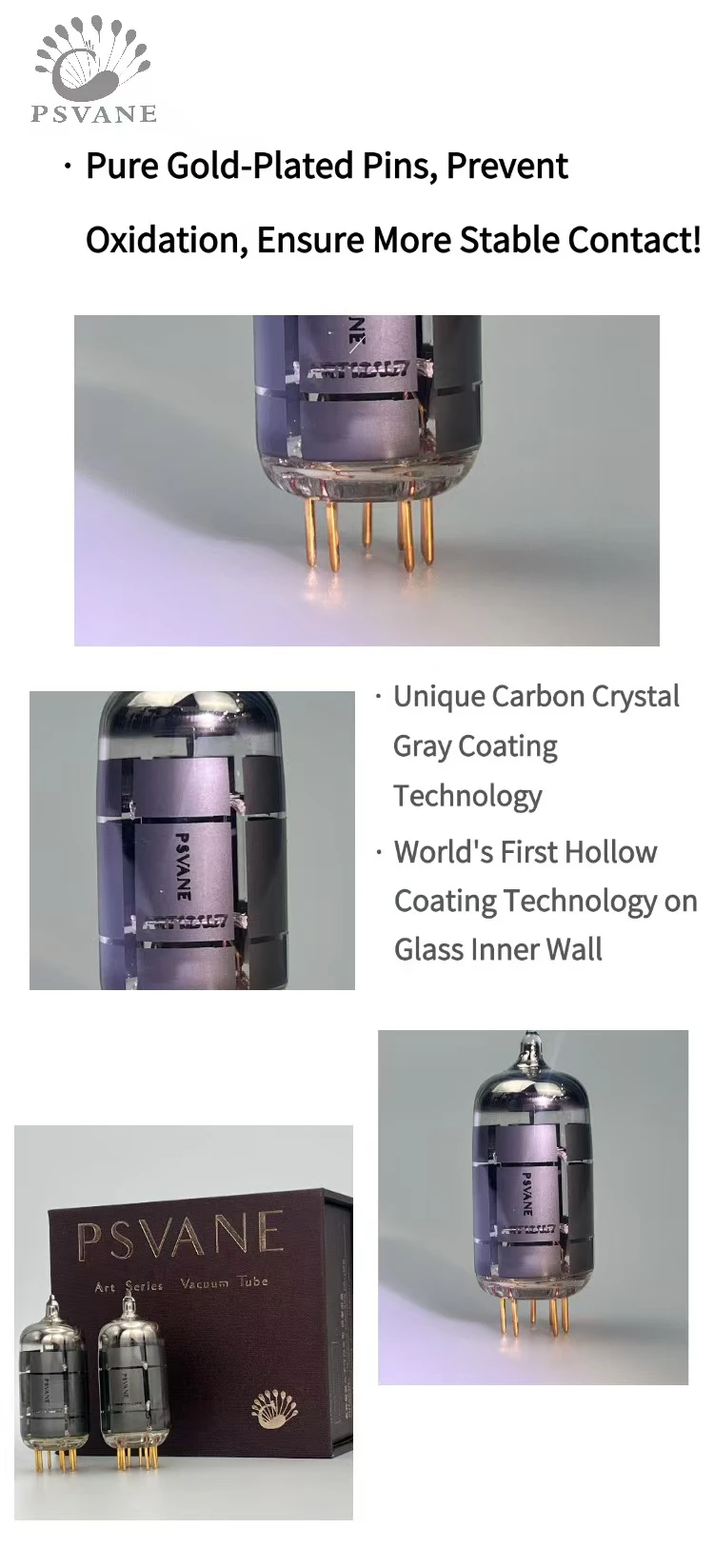 PSVANE ART 12AU7 Vakuumröhre für Audiogeräte Premium-Qualität Elektronische Komponente – Detail 3