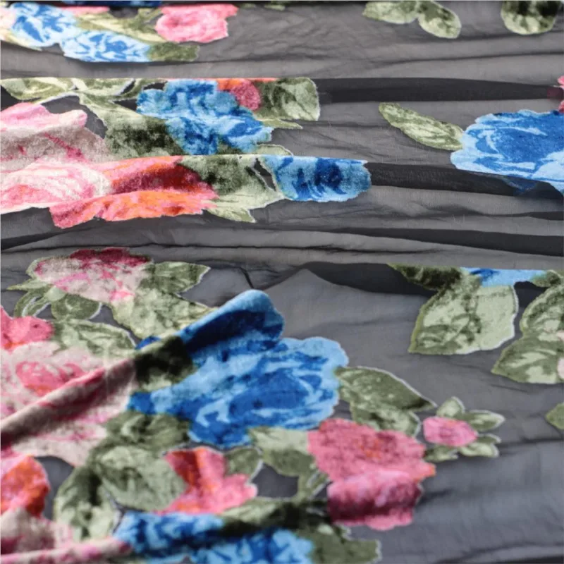 

Velvet printed cross-border women's clothing fabric silk cheongsam dress