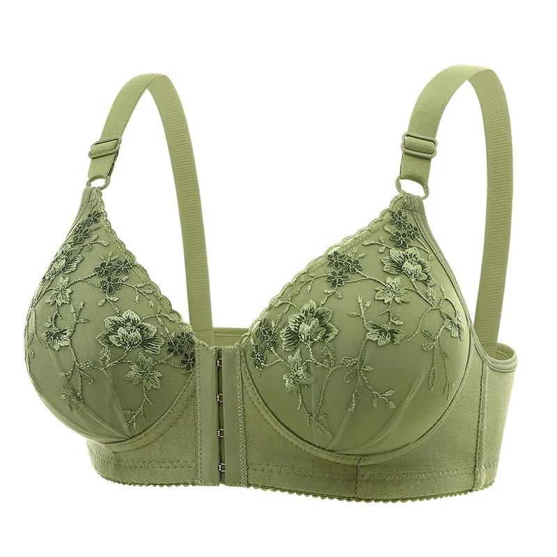 Summer Breathable Thin Middle-aged Womens  Brassiere Lace Push-up Lady Bra Wire-free Girl Underwear Front Clasp Nurse Postpartum