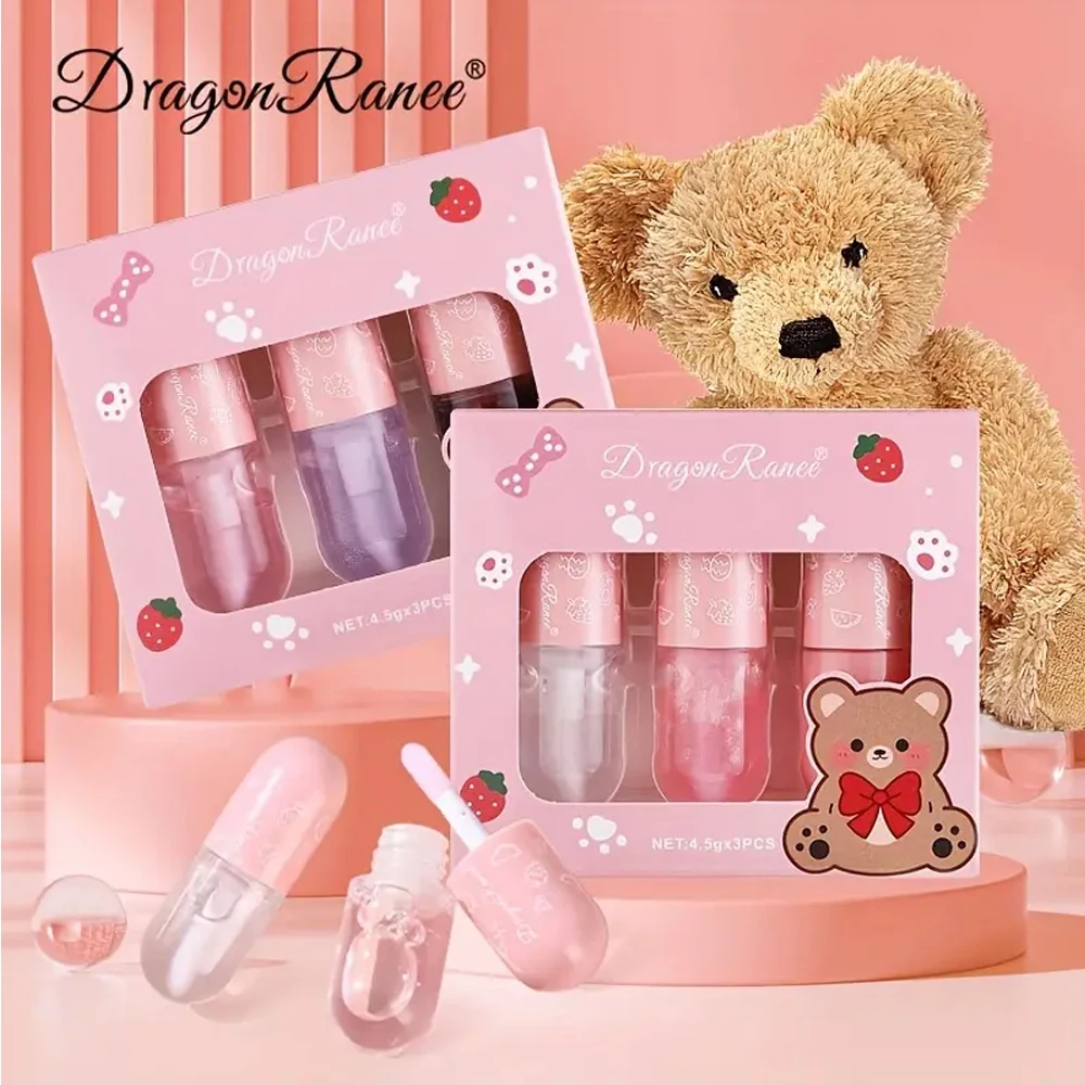 Set da 3 pezzi di lucidalabbra, idratante, lucidalabbra a lunga durata con abbellimento morbido opaco, tazza antiaderente, ingredienti vegetali, adatto a tutti i tipi di pelle