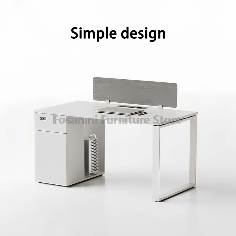 Simple Desks Swivel Chairs Sets Modern Office Desk and Chair Set Furniture Wide Table with Storage Cabinet and Combination Lock