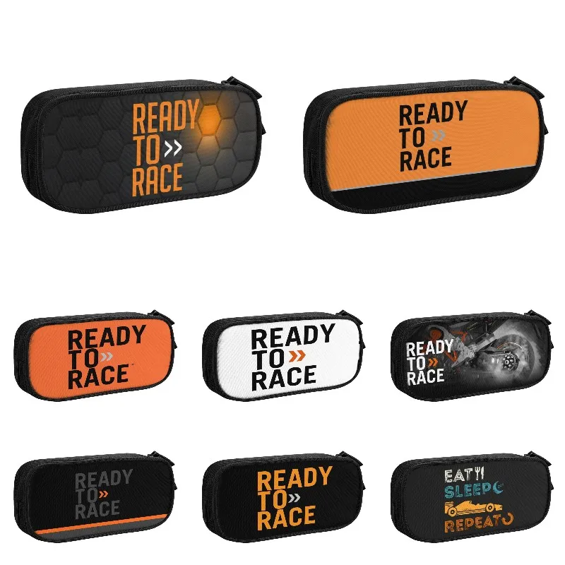 Ready To Race Pencil Cases for Girl Boy Big Capacity Cross Motocross Bitumen Bike Life Pen Bag Box Stationery