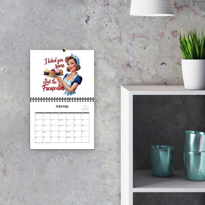 Housewife Monthly Calendar Monthly Family & Daily Organizer Featuring Housewife Images Thick & Sturdy Paper Size 9.84x7.48x0.2