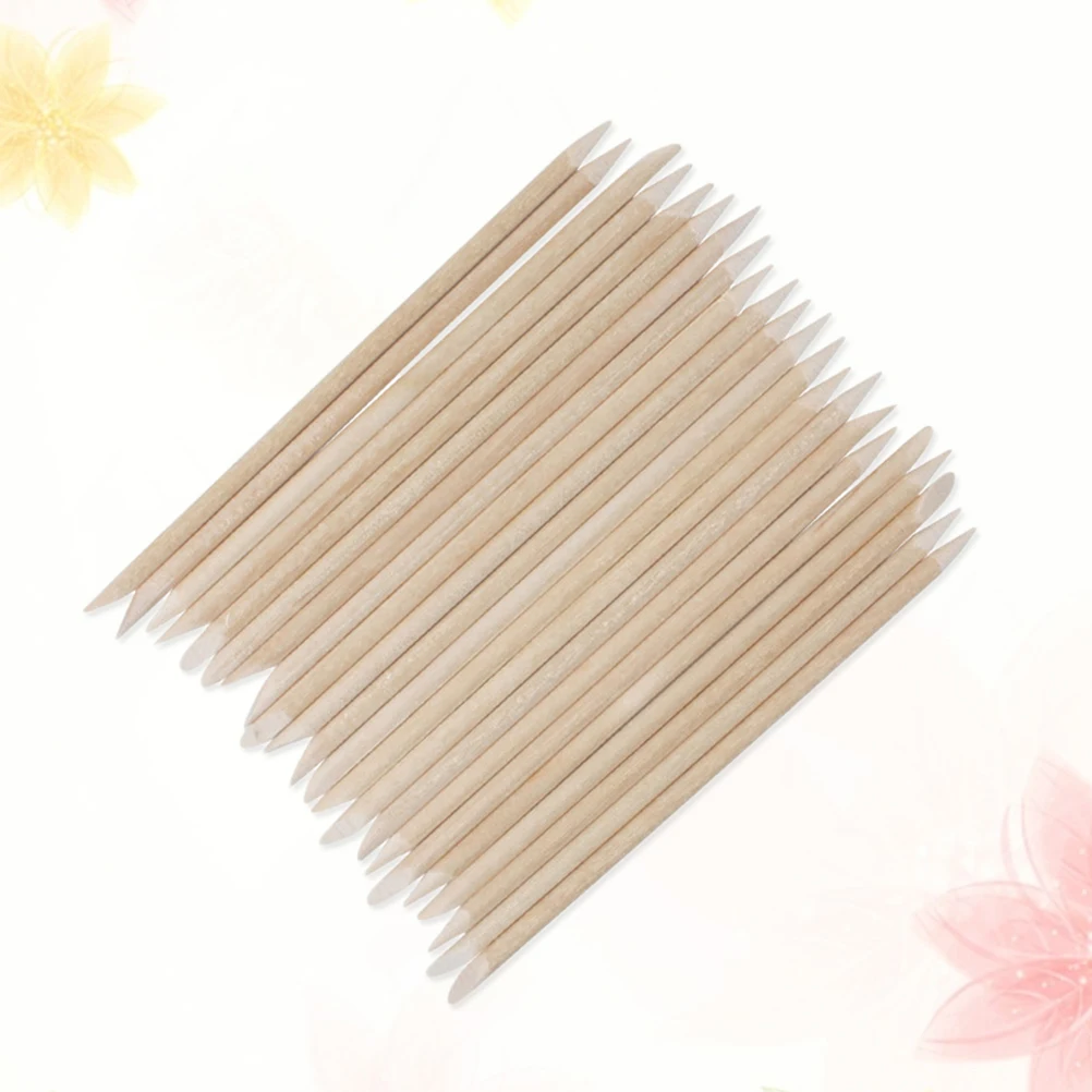 

100Pcs Nail Art Orange Wood Sticks Manicure Pedicure Tools Double Ended Cuticle Pushers Dead Skin Removers Nail Cleaning