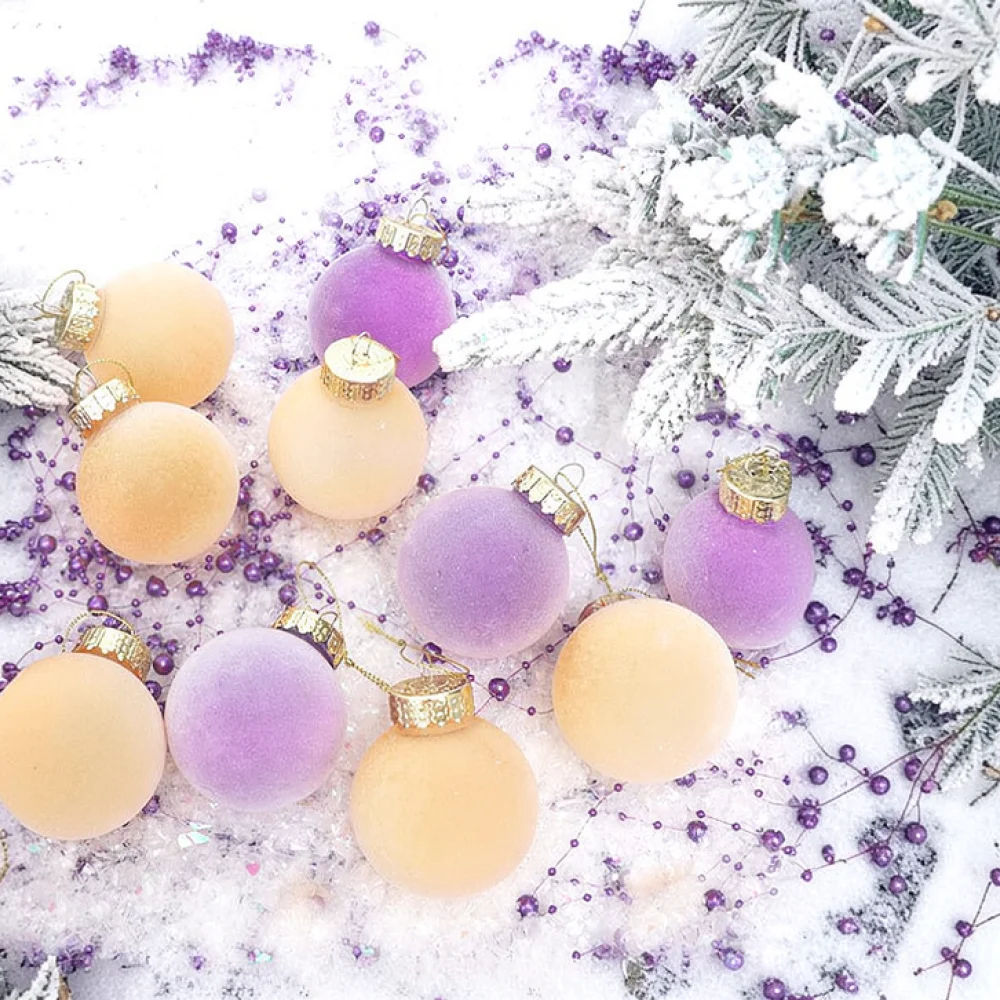 Christmas Hanging Baubles Flocked Decorative Spheres Holiday Tree Embellishments Soft Matte Texture Home Party Ornaments