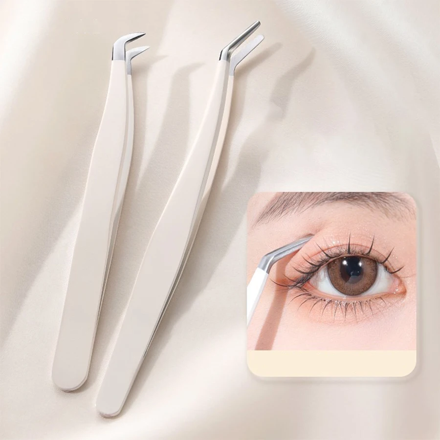 1/4pcs Stainless Steel Eyelash Tweezers Grafting False Eyelash Patches False Eyelash Aids Portable Tweezers Be Tweezers