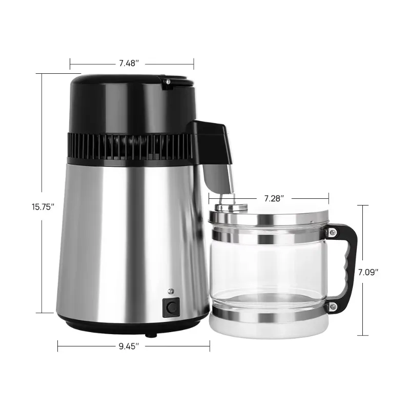 4L distiller water purifier glass jug stainless steel household distilled water machine