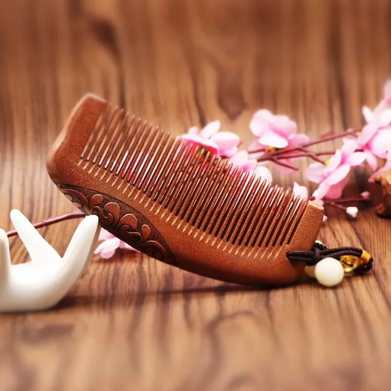 Neutral Sandalwood Comb Ladies and Men Home Travel Wooden Anti-static Fine-tooth Comb Wooden Handle