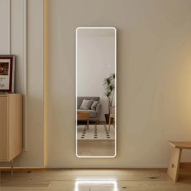 Brightness Adjustment Independent Light Emitting Hair , Light Length Upright Light Emitting Diode Full Body Floor Wall Mirror