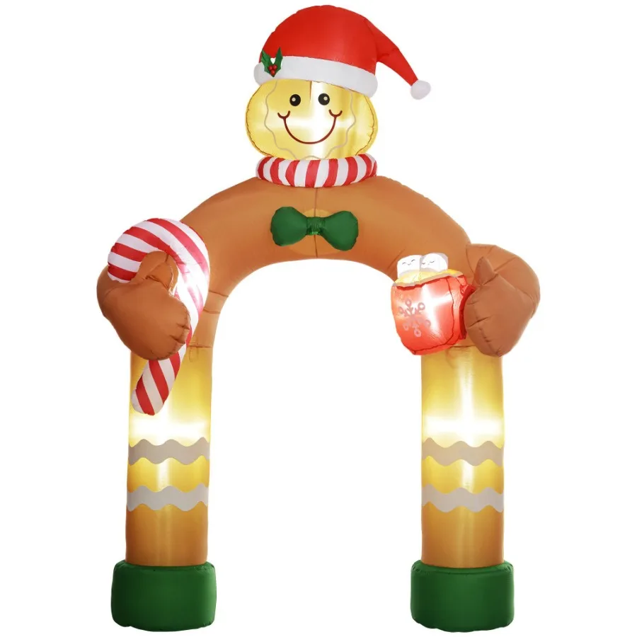 

9.2' Christmas Inflatables Gingerbread Man Arch with White LED Lights BlowUp Outdoor Christmas Drations for Lawn Garden Party