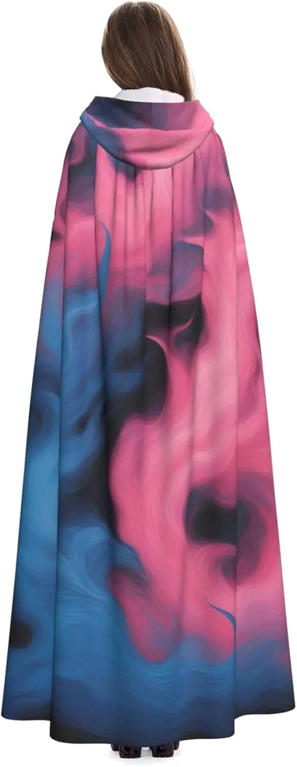 

Синий и розовый плащ с капюшоном для взрослых с принтом огня и накидкой ведьмы на Хэллоуин, Рождество, костюм для вечеринки