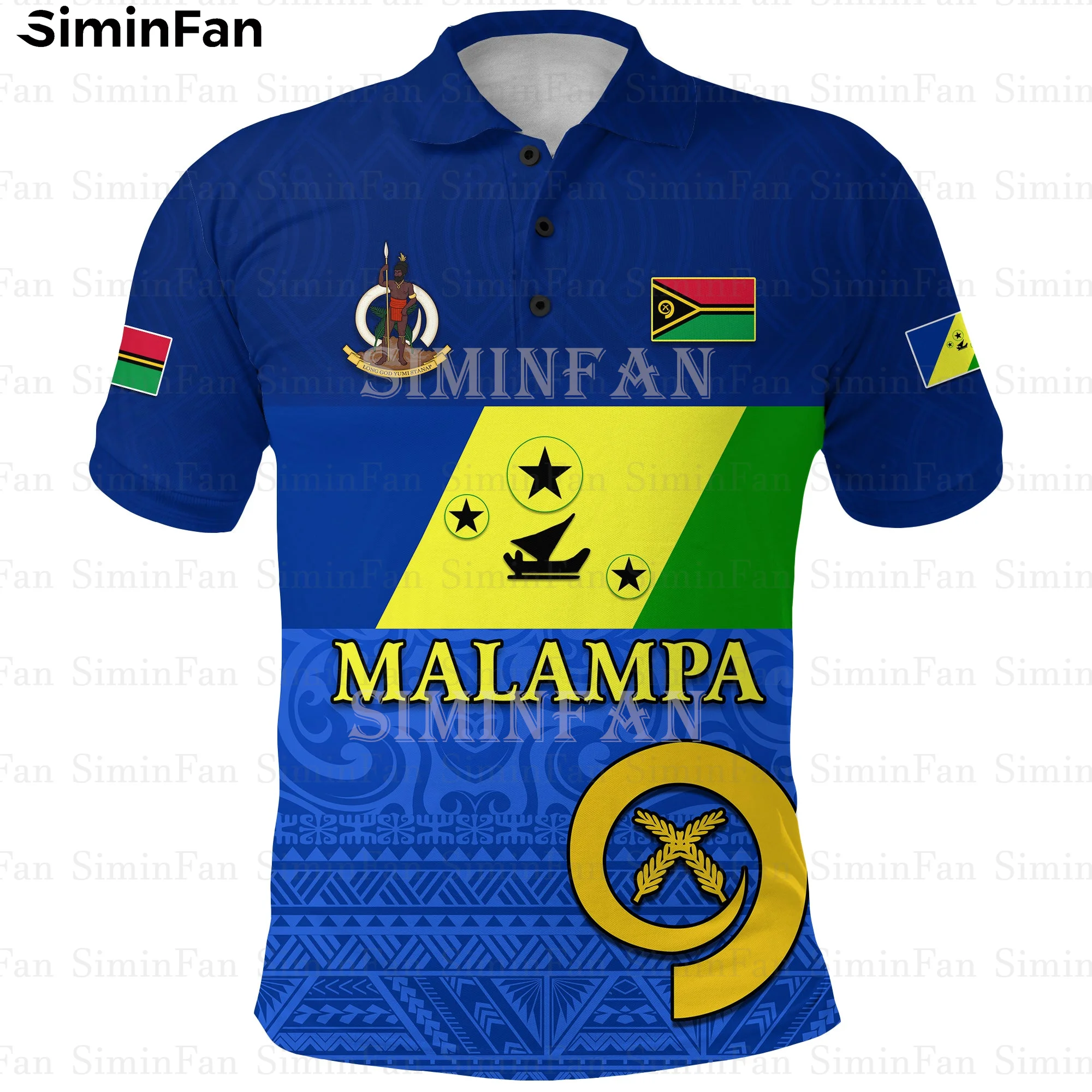 Vanuatu Malampa Fiji Day Blue 3D Full Printed Mens Polo Shirts Male Summer Tee Unisex Female Tops Casual Streetwear Short Sleeve