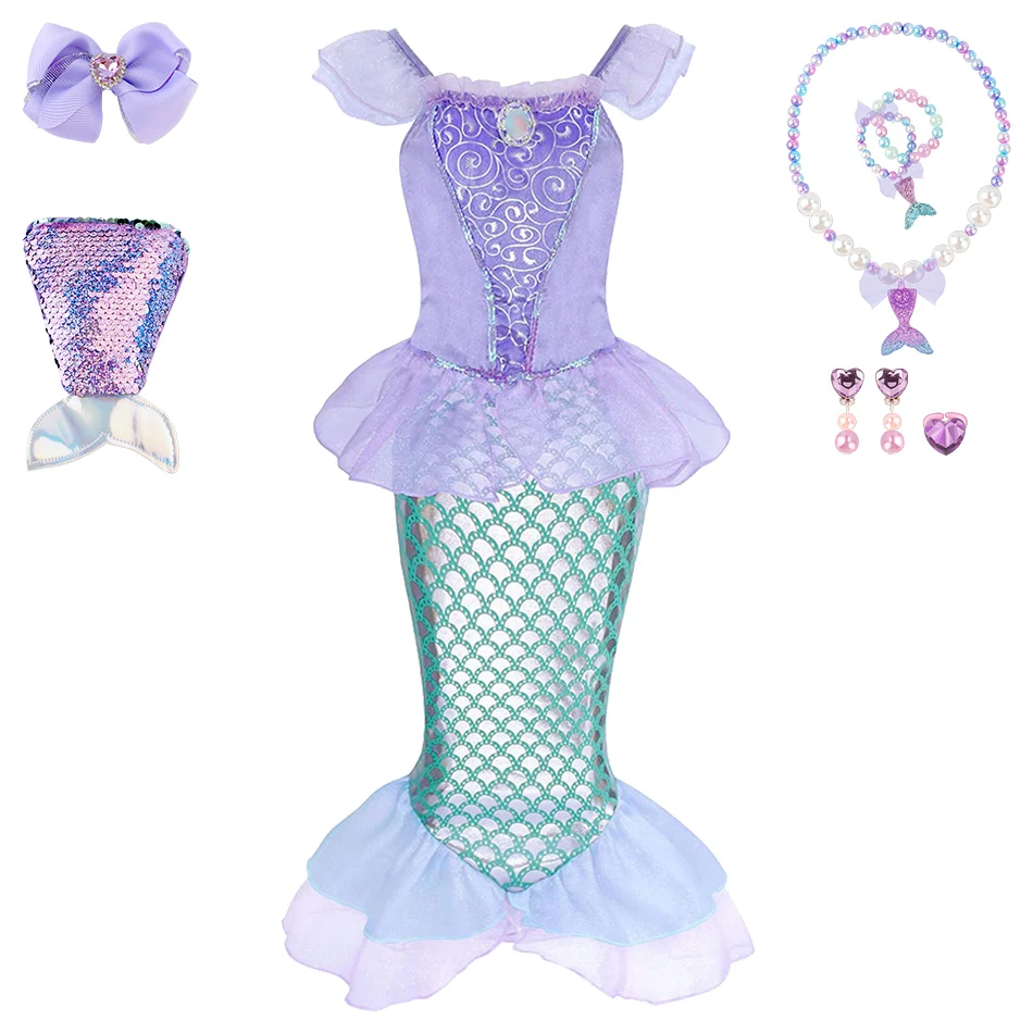 Kids Princess Costume Girls Mermaid Halloween Clothes Children Party 3 4 5 6 7 8 9 10 12 Years Dress Up Kids Cosplay Dresses